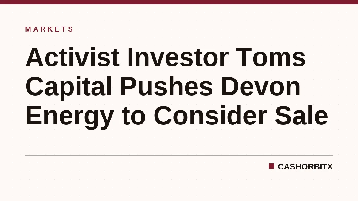 Activist Investor Toms Capital Pushes Devon Energy to Consider Sale