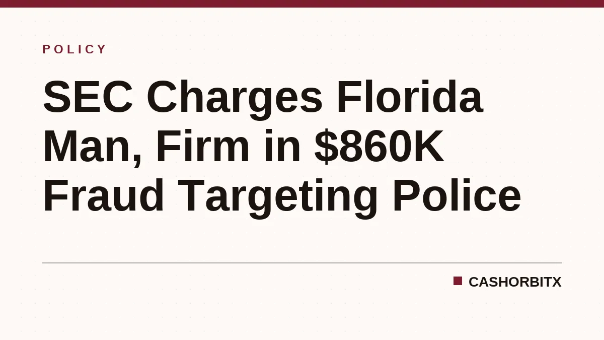 SEC Charges Florida Man, Firm in $860K Fraud Targeting Police