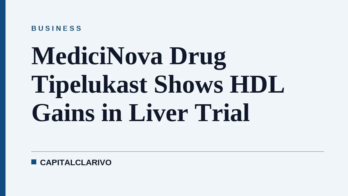 MediciNova Drug Tipelukast Shows HDL Gains in Liver Trial