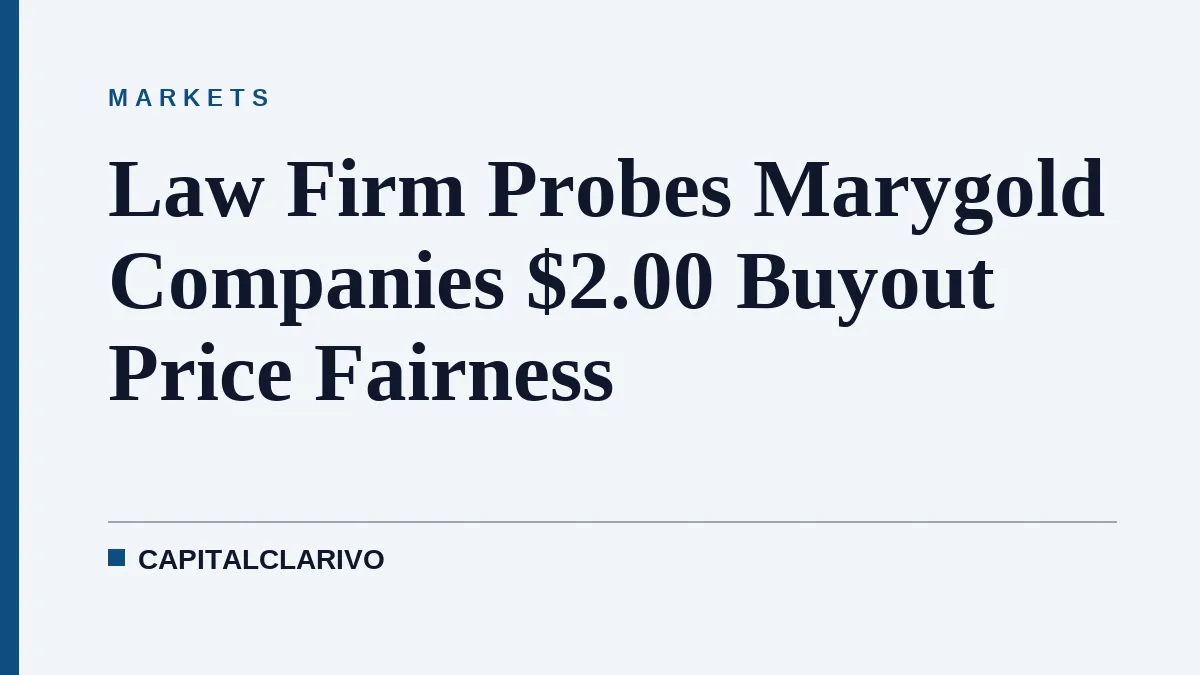 Law Firm Probes Marygold Companies $2.00 Buyout Price Fairness