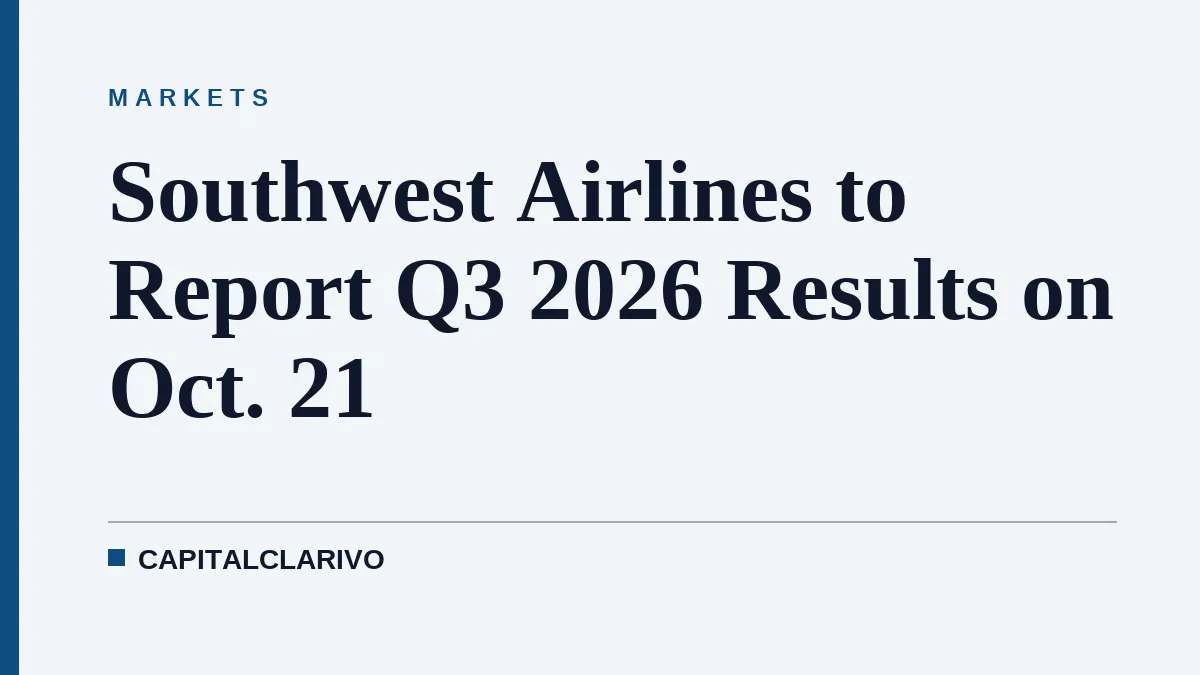 Southwest Airlines to Report Q3 2026 Results on Oct. 21