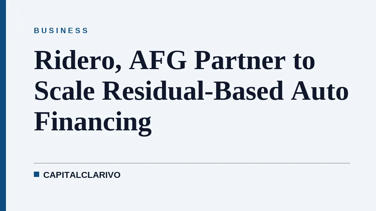 Ridero, AFG Partner to Scale Residual-Based Auto Financing