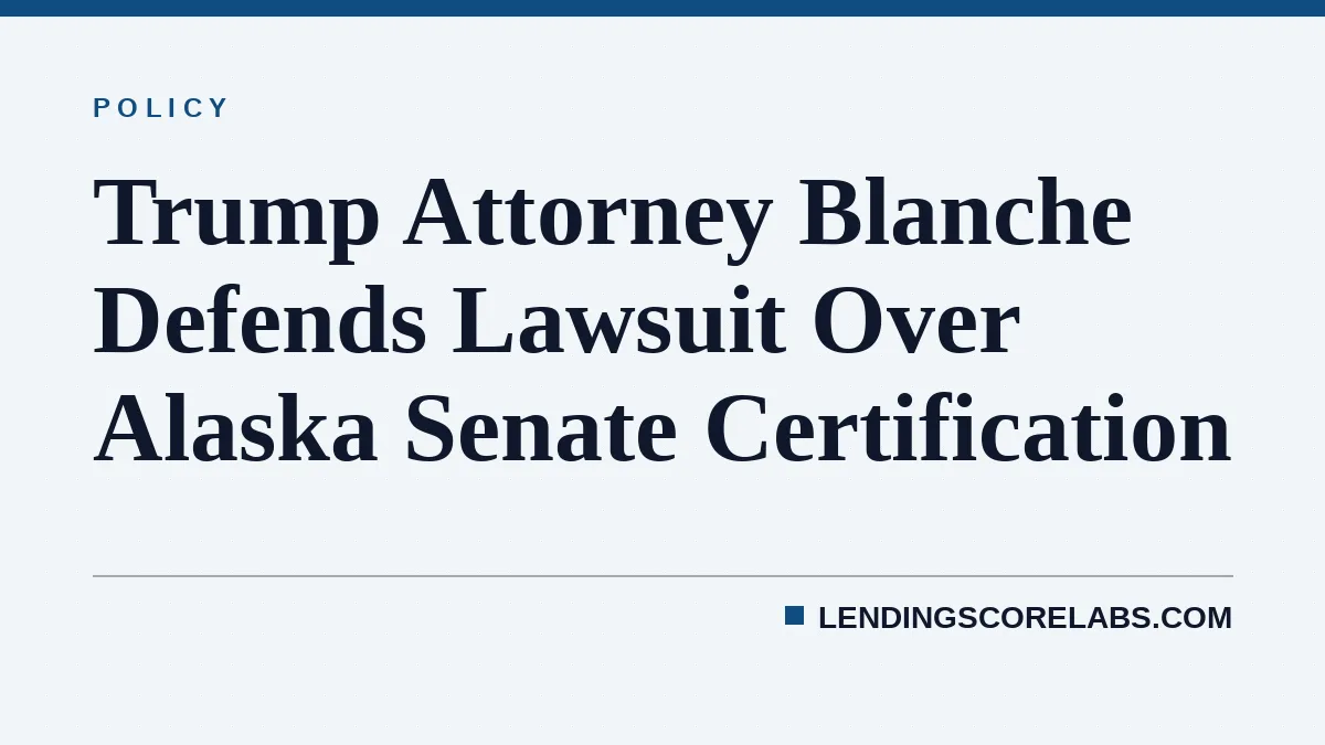 Trump Attorney Blanche Defends Lawsuit Over Alaska Senate Certification