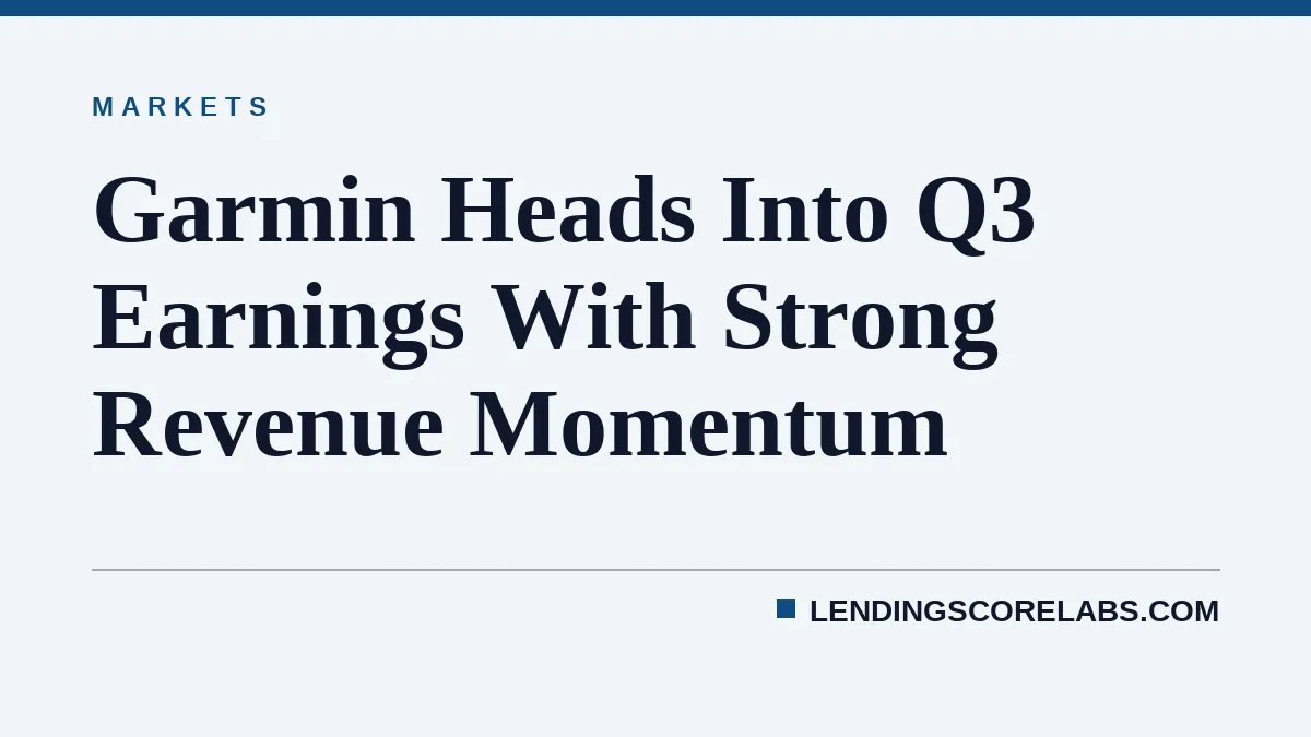 Garmin Heads Into Q3 Earnings With Strong Revenue Momentum