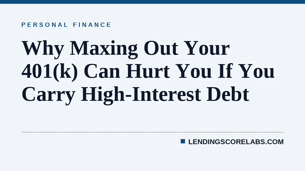 Why Maxing Out Your 401(k) Can Hurt You If You Carry High-Interest Debt