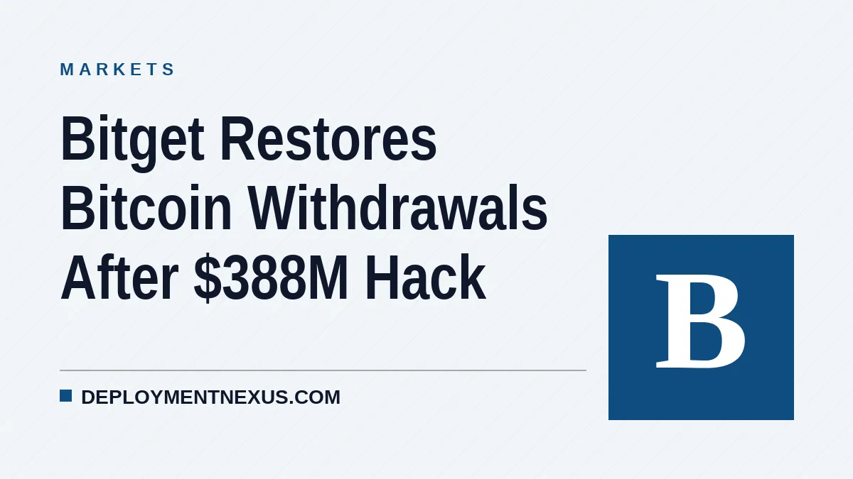 Bitget Restores Bitcoin Withdrawals After $388M Hack