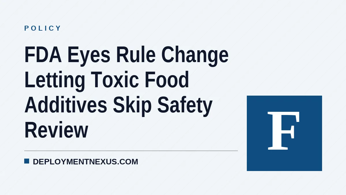 FDA Eyes Rule Change Letting Toxic Food Additives Skip Safety Review
