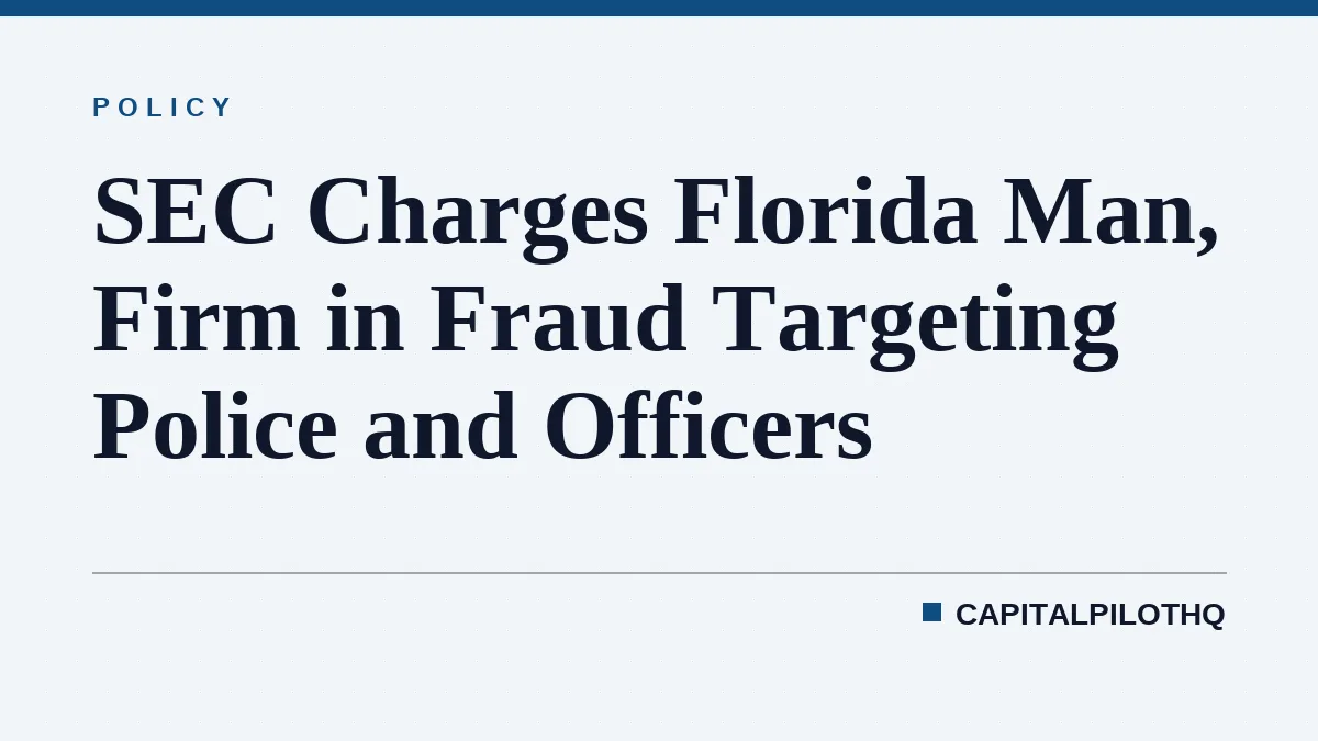SEC Charges Florida Man, Firm in Fraud Targeting Police and Officers
