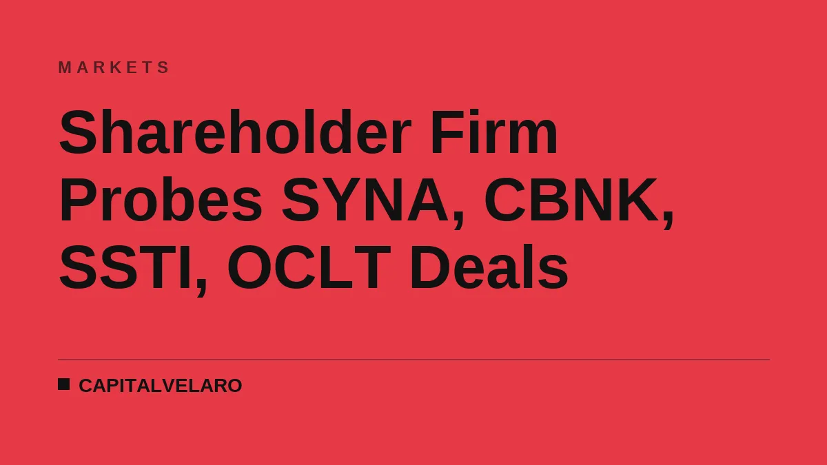 Shareholder Firm Probes SYNA, CBNK, SSTI, OCLT Deals