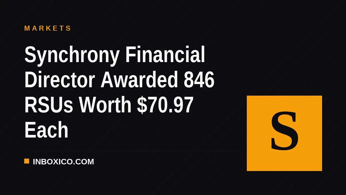 Synchrony Financial Director Awarded 846 RSUs Worth $70.97 Each