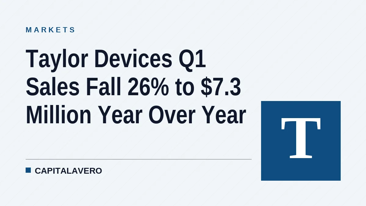 Taylor Devices Q1 Sales Fall 26% to $7.3 Million Year Over Year