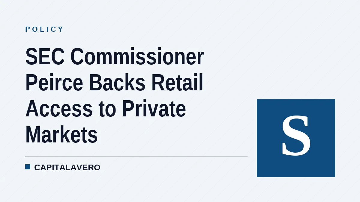 SEC Commissioner Peirce Backs Retail Access to Private Markets