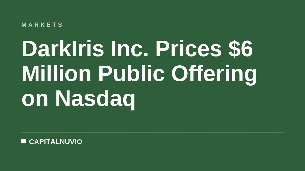 DarkIris Inc. Prices $6 Million Public Offering on Nasdaq