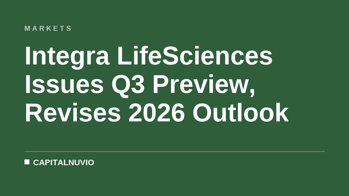Integra LifeSciences Issues Q3 Preview, Revises 2026 Outlook
