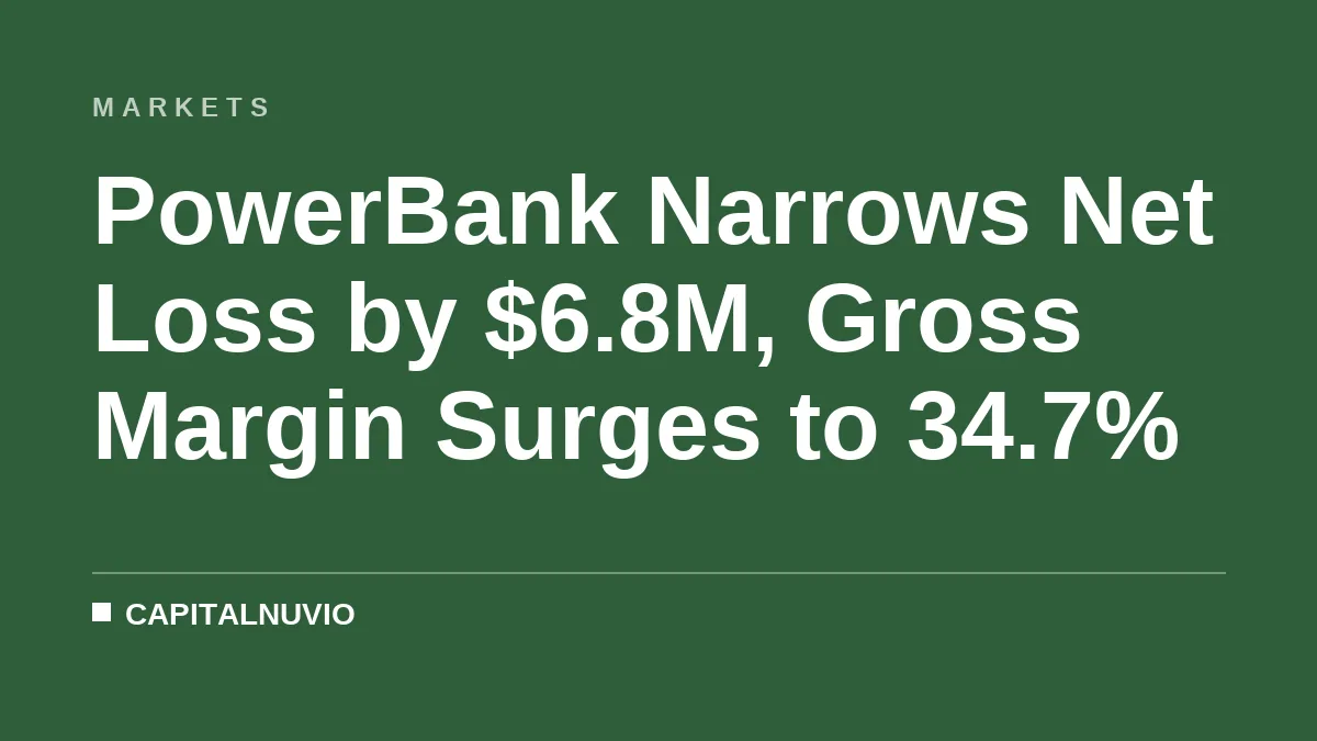 PowerBank Narrows Net Loss by $6.8M, Gross Margin Surges to 34.7%
