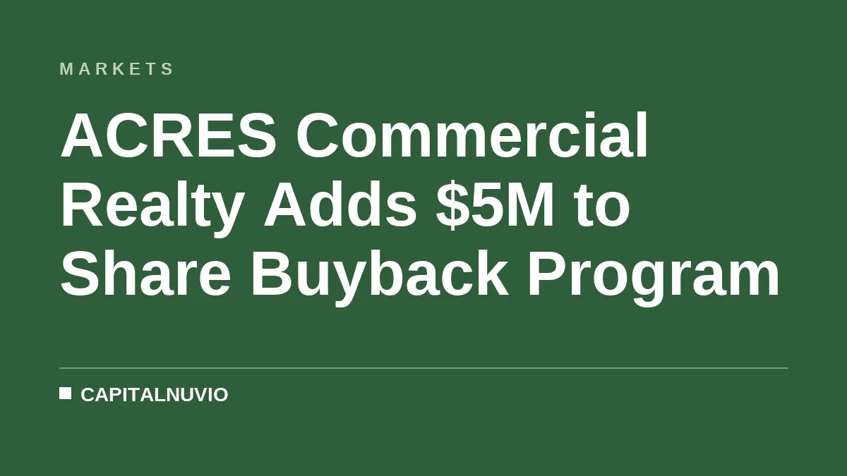 ACRES Commercial Realty Adds $5M to Share Buyback Program