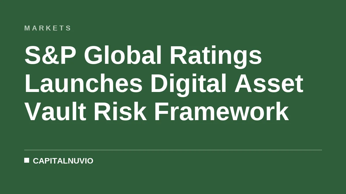 S&P Global Ratings Launches Digital Asset Vault Risk Framework