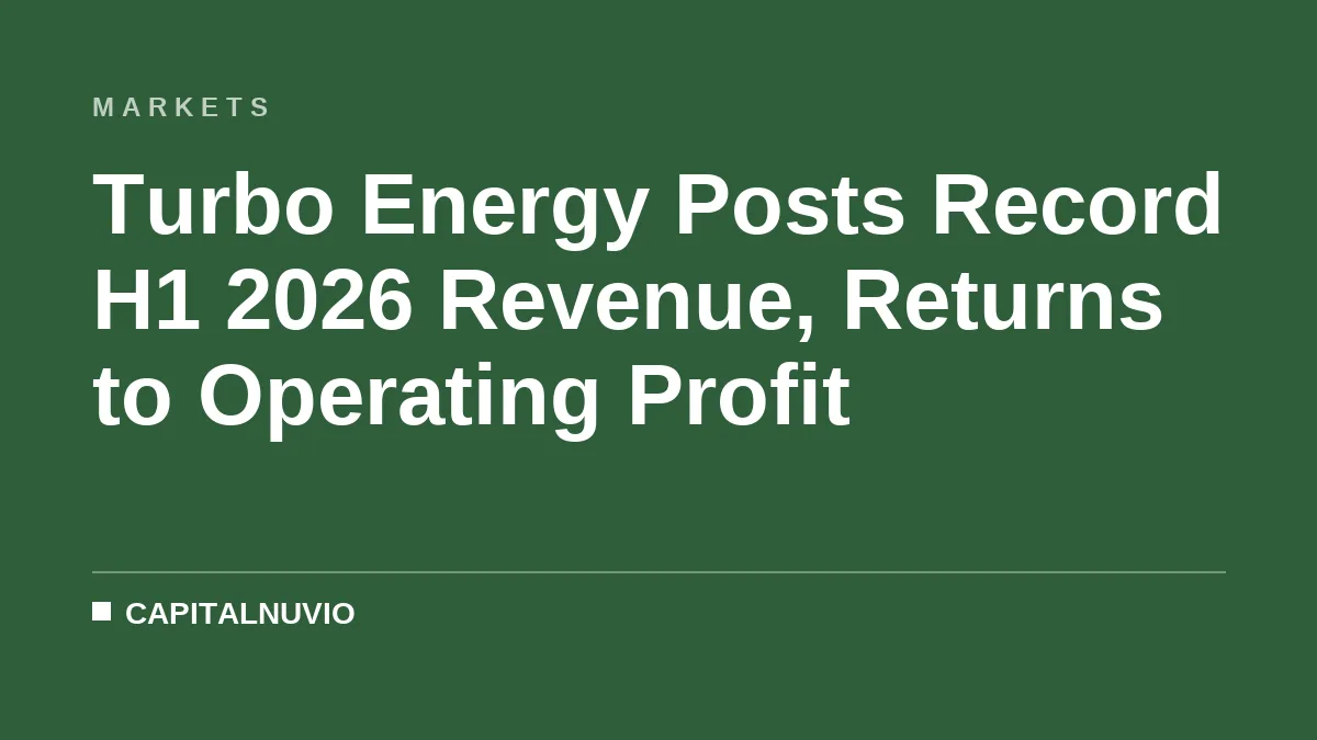 Turbo Energy Posts Record H1 2026 Revenue, Returns to Operating Profit