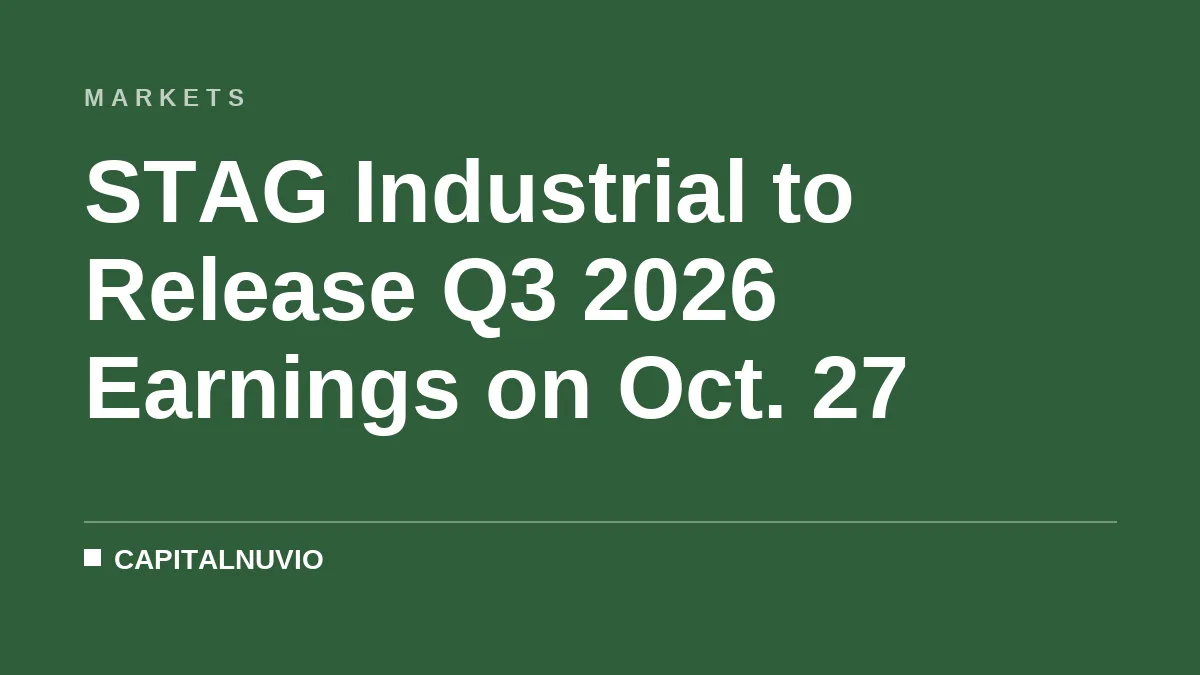 STAG Industrial to Release Q3 2026 Earnings on Oct. 27