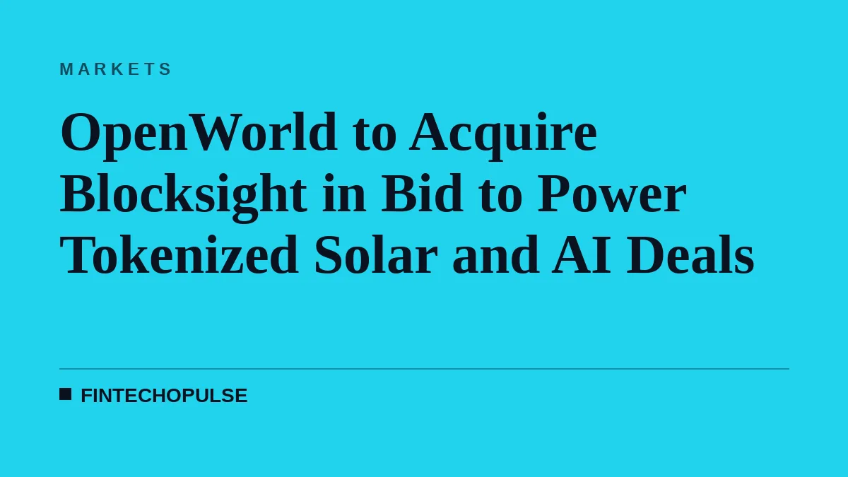OpenWorld to Acquire Blocksight in Bid to Power Tokenized Solar and AI Deals