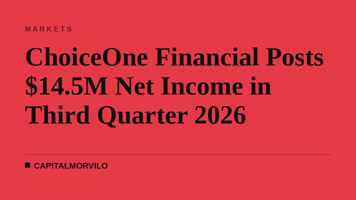 ChoiceOne Financial Posts $14.5M Net Income in Third Quarter 2026