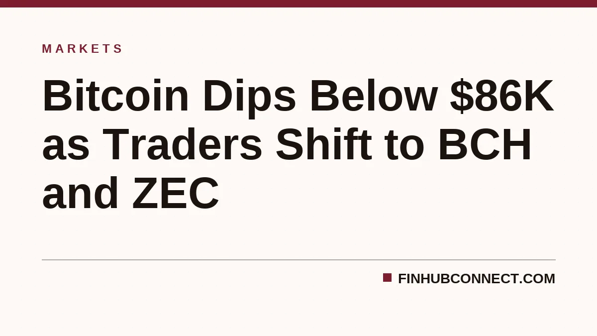 Bitcoin Dips Below $86K as Traders Shift to BCH and ZEC