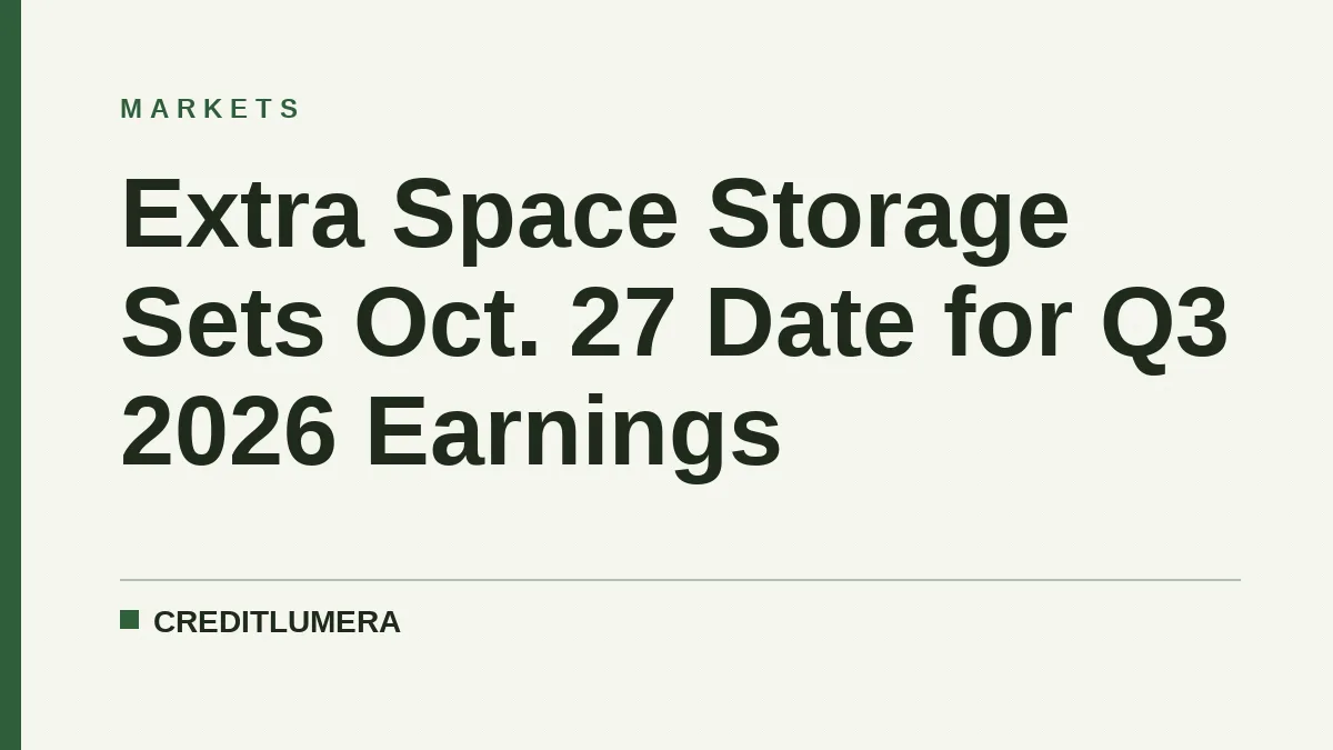 Extra Space Storage Sets Oct. 27 Date for Q3 2026 Earnings
