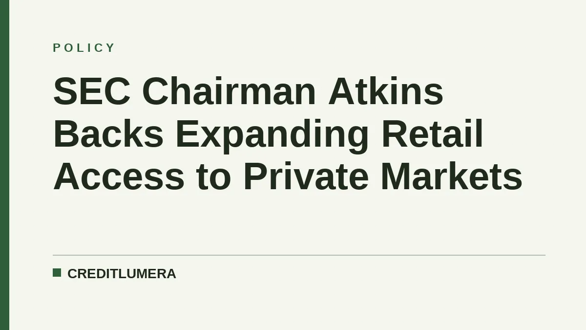 SEC Chairman Atkins Backs Expanding Retail Access to Private Markets
