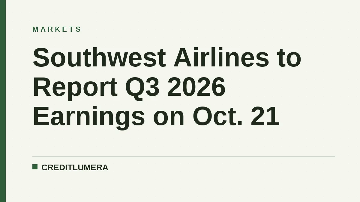 Southwest Airlines to Report Q3 2026 Earnings on Oct. 21