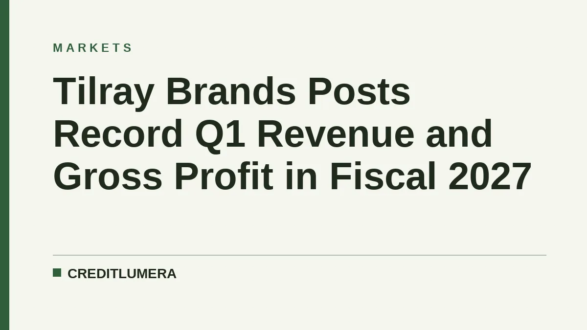 Tilray Brands Posts Record Q1 Revenue and Gross Profit in Fiscal 2027