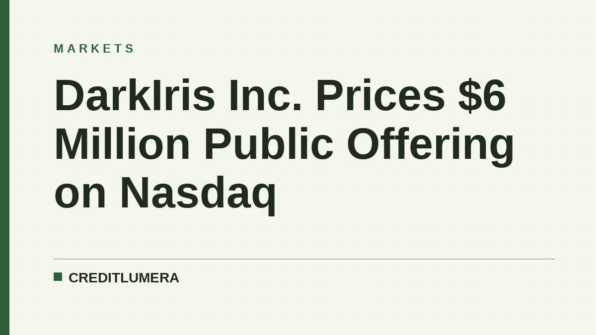 DarkIris Inc. Prices $6 Million Public Offering on Nasdaq
