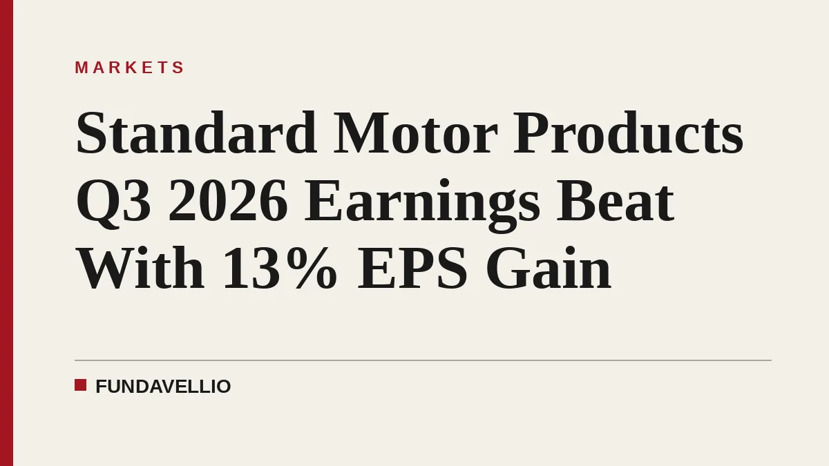Standard Motor Products Q3 2026 Earnings Beat With 13% EPS Gain