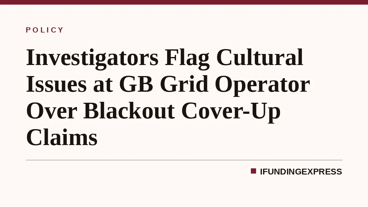 Investigators Flag Cultural Issues at GB Grid Operator Over Blackout Cover-Up Claims