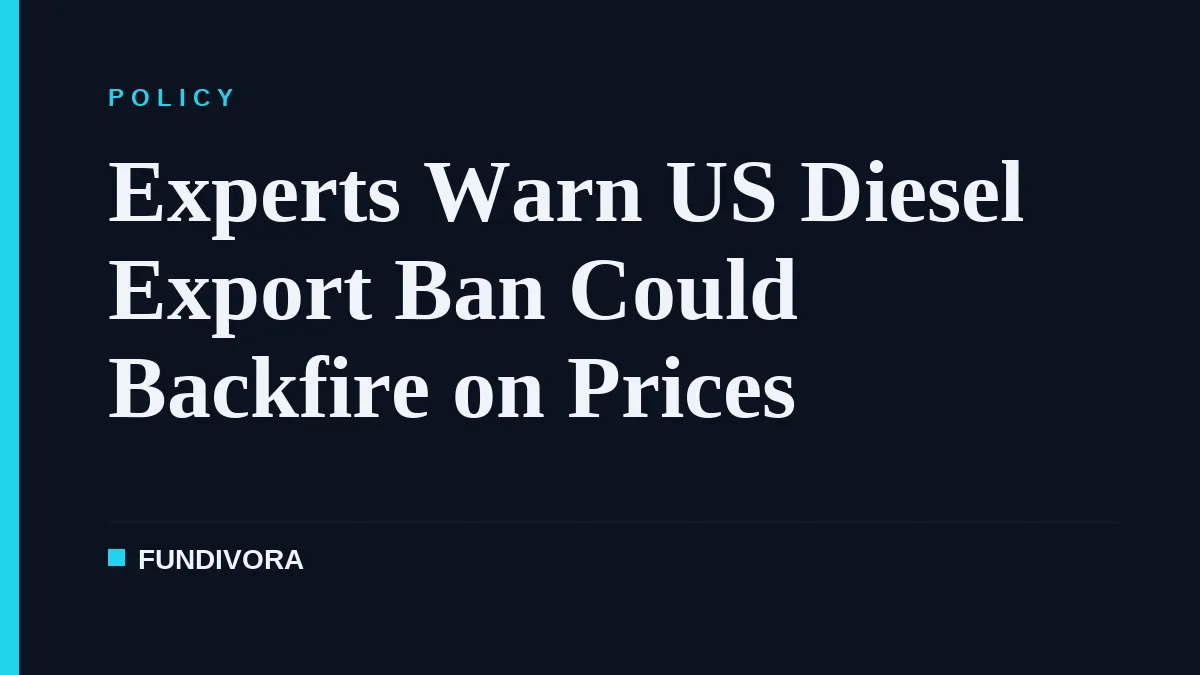Experts Warn US Diesel Export Ban Could Backfire on Prices