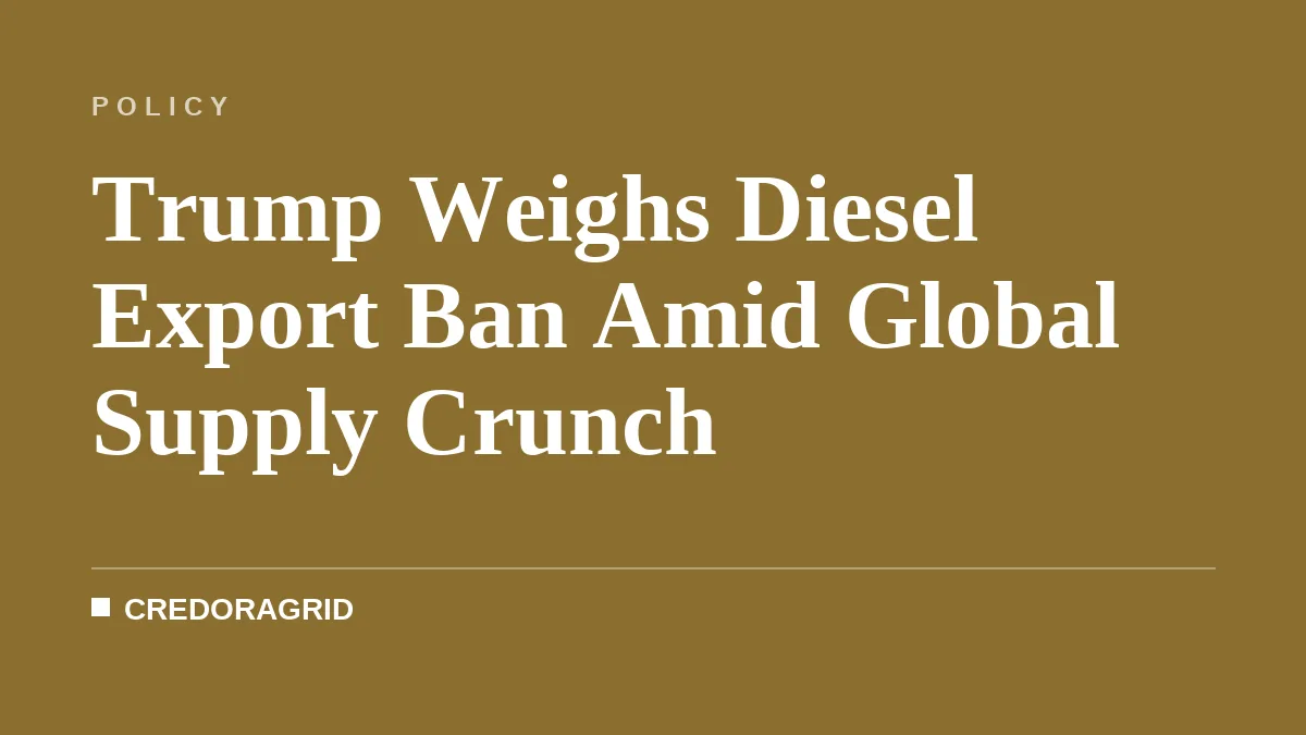 Trump Weighs Diesel Export Ban Amid Global Supply Crunch