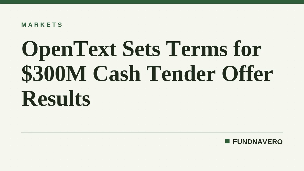 OpenText Sets Terms for $300M Cash Tender Offer Results