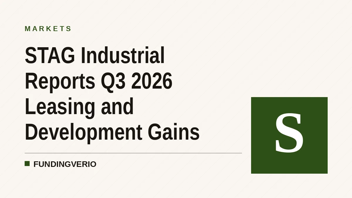 STAG Industrial Reports Q3 2026 Leasing and Development Gains