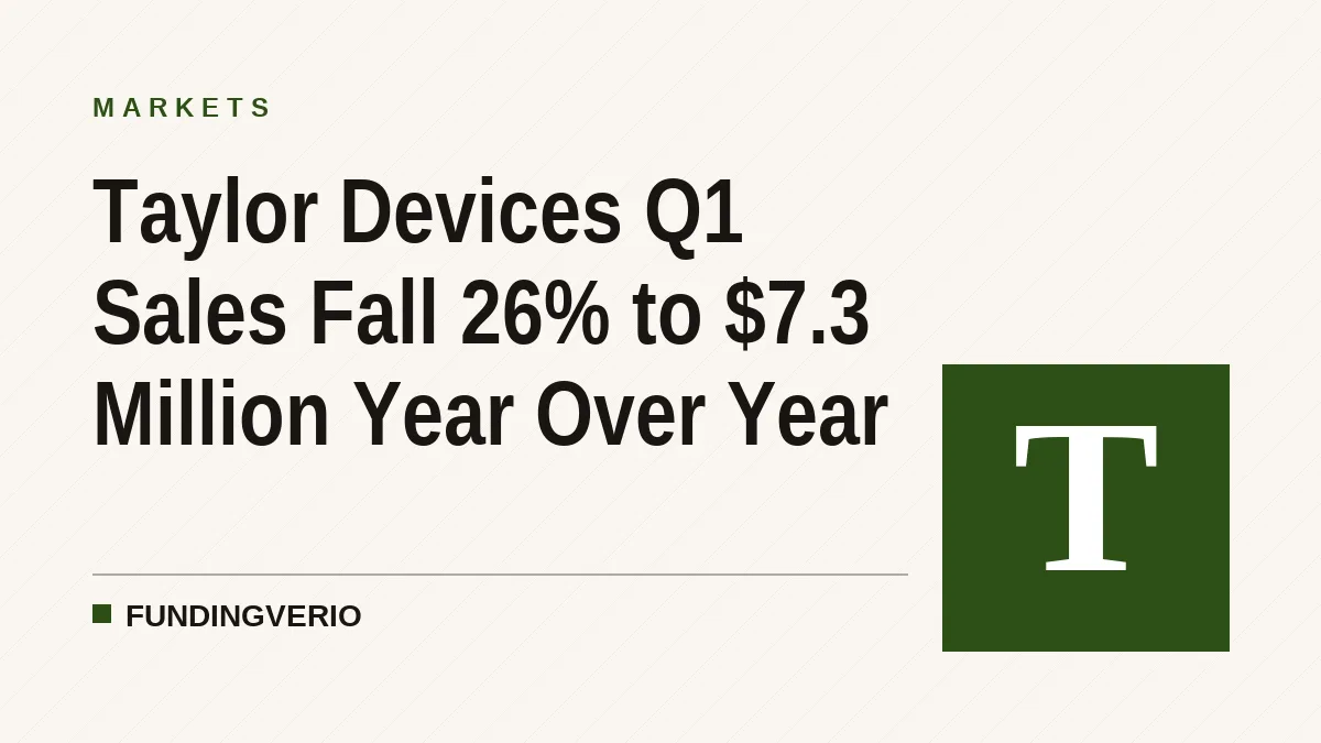 Taylor Devices Q1 Sales Fall 26% to $7.3 Million Year Over Year