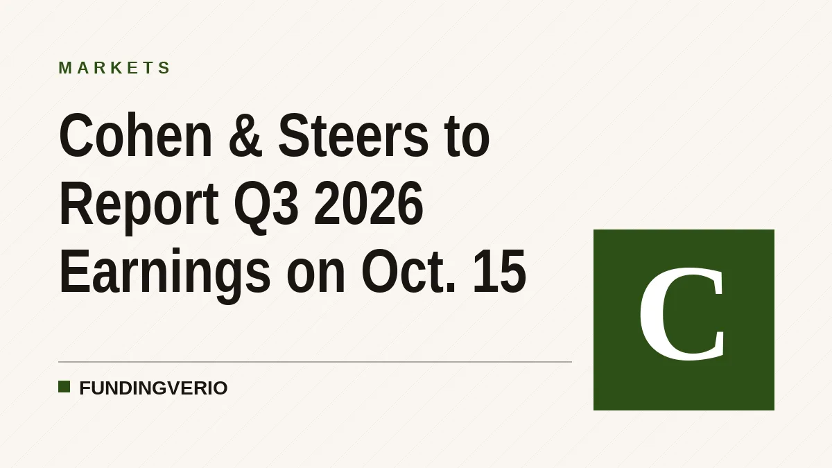 Cohen & Steers to Report Q3 2026 Earnings on Oct. 15