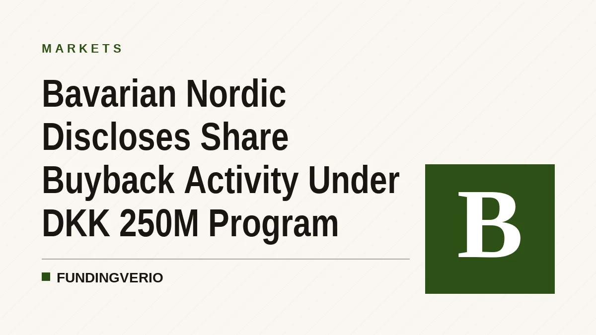 Bavarian Nordic Discloses Share Buyback Activity Under DKK 250M Program