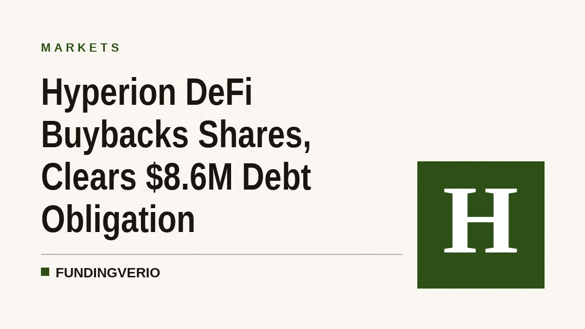 Hyperion DeFi Buybacks Shares, Clears $8.6M Debt Obligation