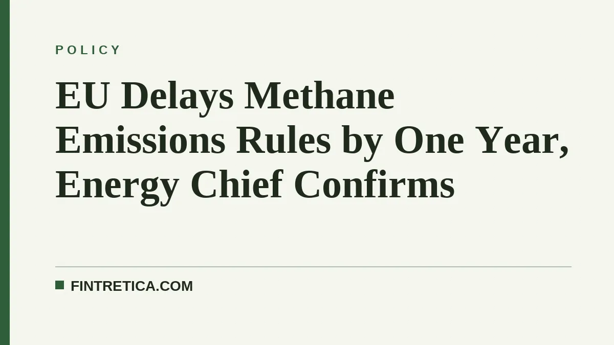 EU Delays Methane Emissions Rules by One Year, Energy Chief Confirms