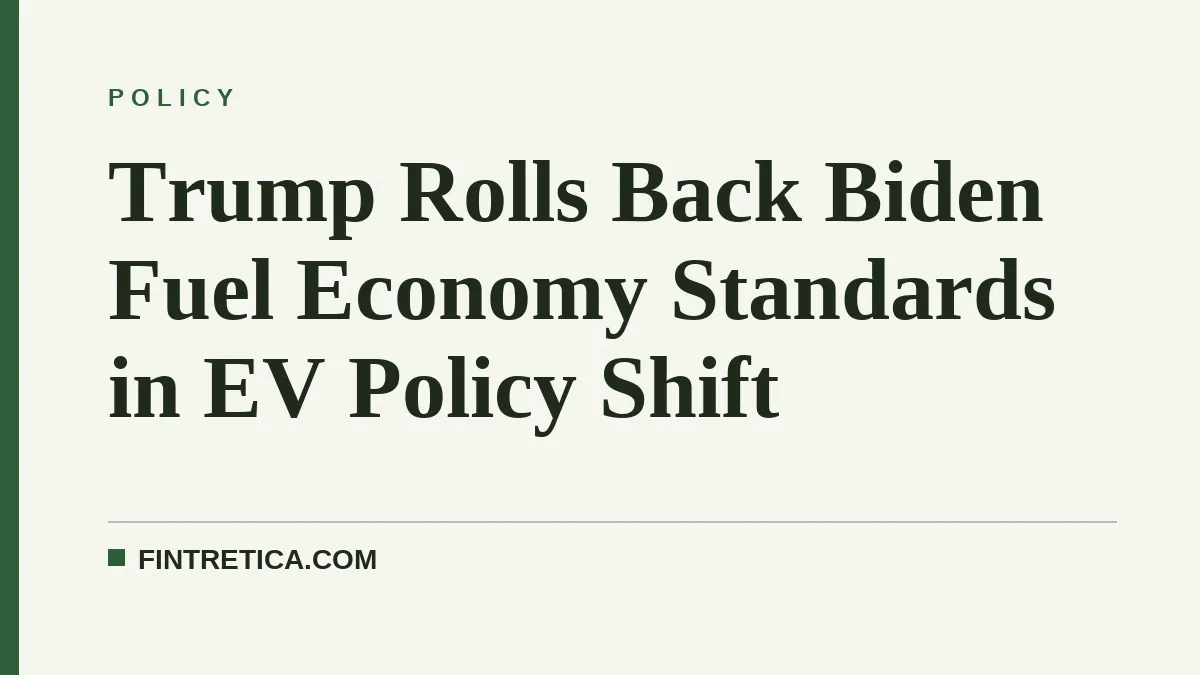 Trump Rolls Back Biden Fuel Economy Standards in EV Policy Shift