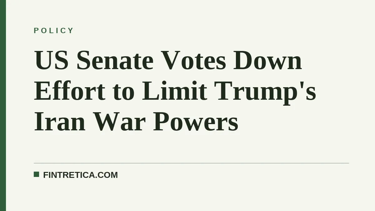 US Senate Votes Down Effort to Limit Trump's Iran War Powers