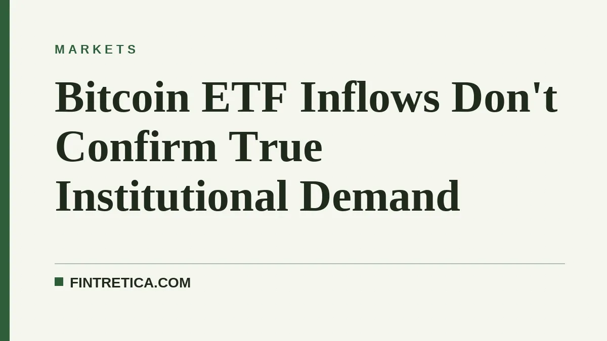 Bitcoin ETF Inflows Don't Confirm True Institutional Demand