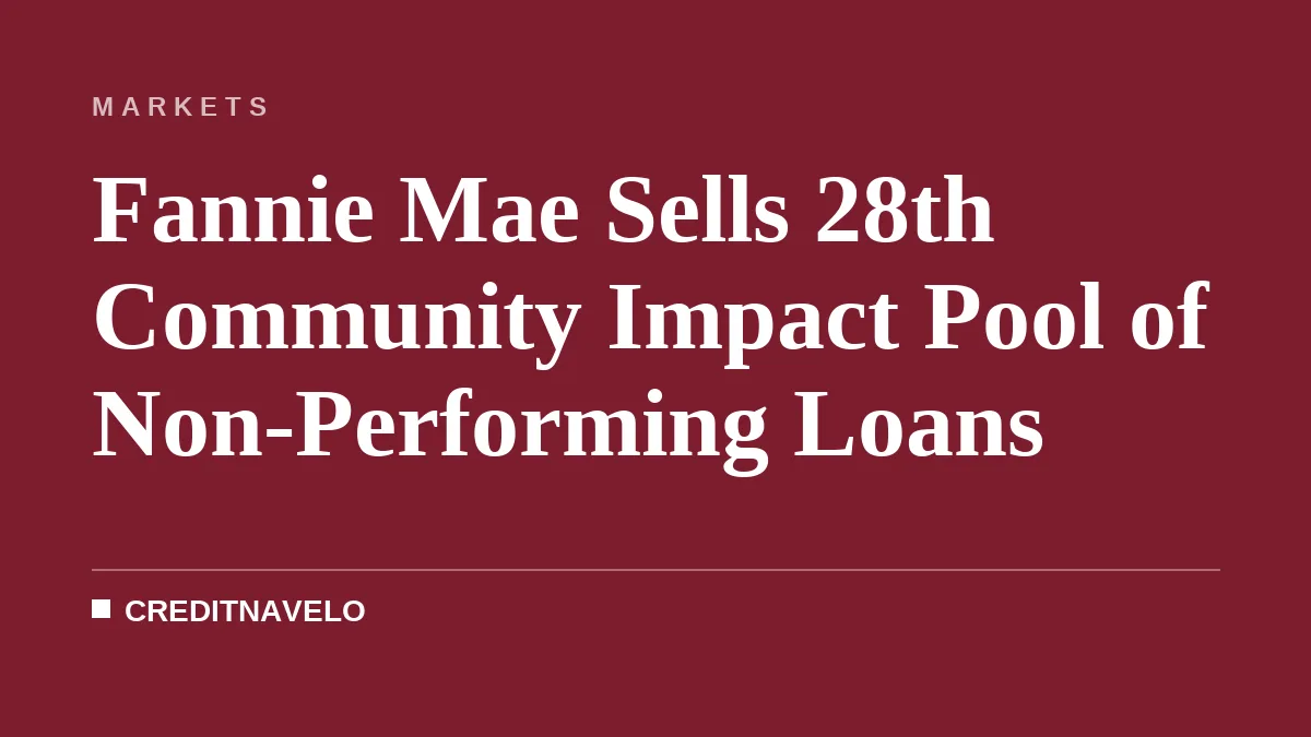 Fannie Mae Sells 28th Community Impact Pool of Non-Performing Loans