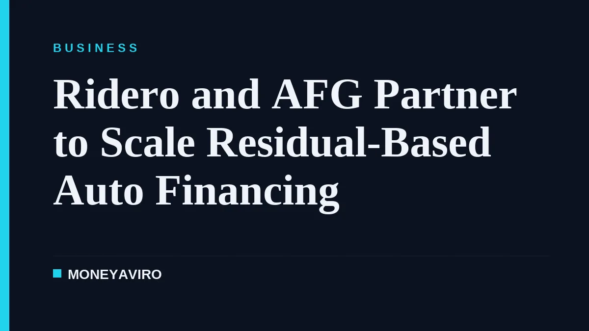 Ridero and AFG Partner to Scale Residual-Based Auto Financing