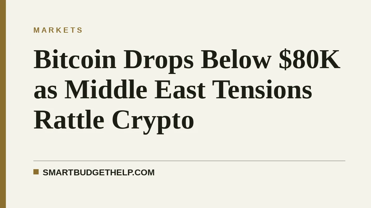 Bitcoin Drops Below $80K as Middle East Tensions Rattle Crypto