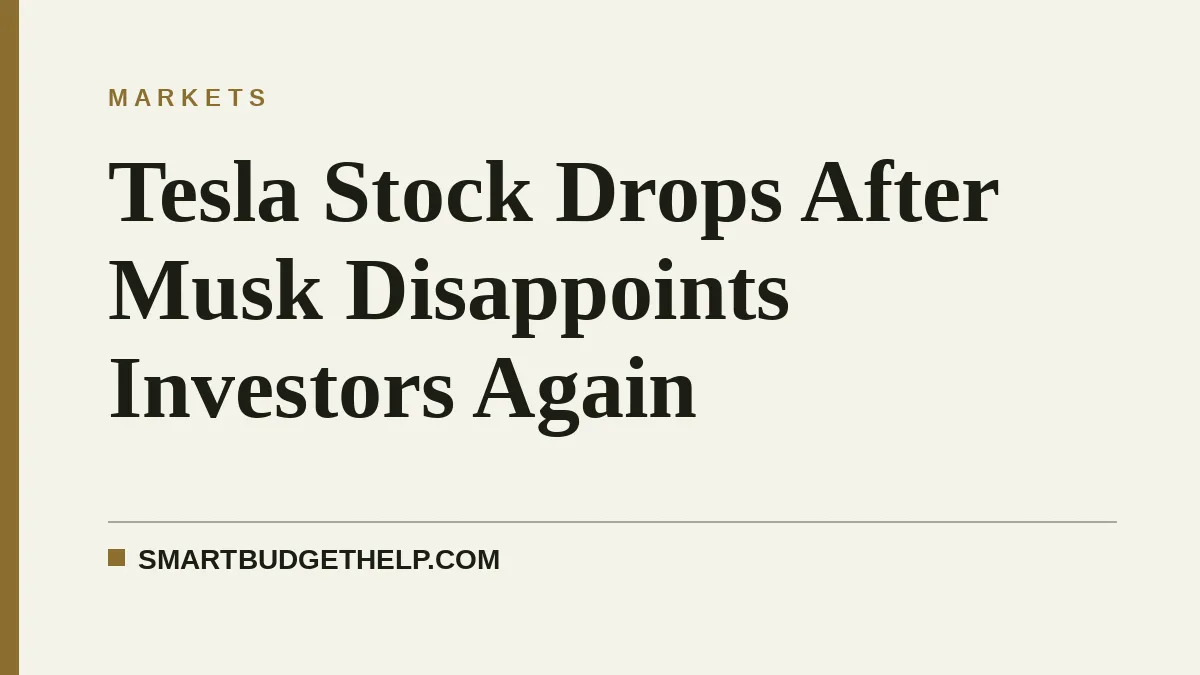 Tesla Stock Drops After Musk Disappoints Investors Again