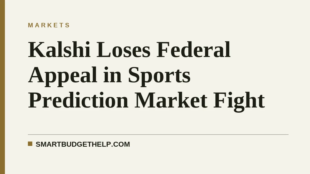 Kalshi Loses Federal Appeal in Sports Prediction Market Fight